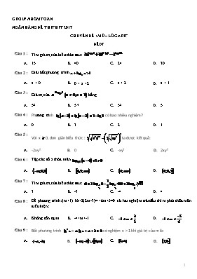 Toán - Chuyên đề Mũ  lôgarit - Đề 07